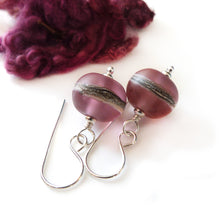 Rose pink lampwork glass bead and silver earrings