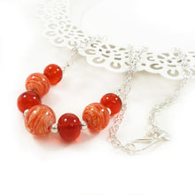 Orange Lampwork glass bead and silver necklace