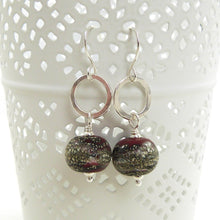 Ref organic Style lampwork glass bead and silver drop earrings