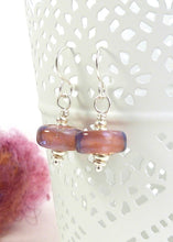 Peachy pink Lampwork glass bead and silver drop earrings