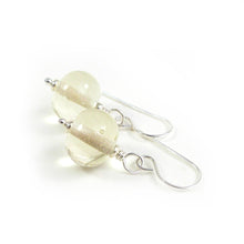 Pale yellow transparent lampwork glass bead and silver drop earrings