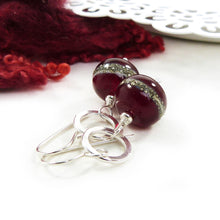 Deep Red Lampwork Glass and Sterling Silver Drop Earrings