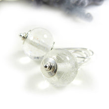 Clear Sparkly Lampwork Glass Bead and Sterling Silver Drop Earrings ~Snowglobe~