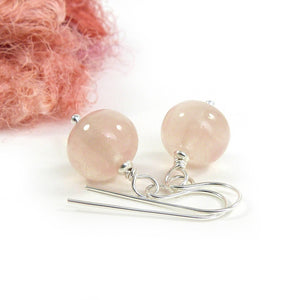Peachy Pinbk Lampwork Glass Bead and Silver Drop Earrings