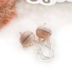 ginger peach lampwork glass bead drop earrings
