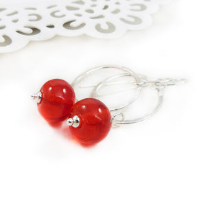 Deep Orange Lampwork Glass and Sterling Silver Drop Earrings (Copy)