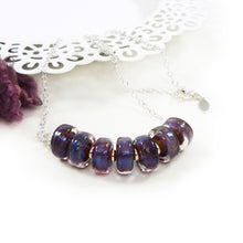 Purple lampwork bead and silver necklace