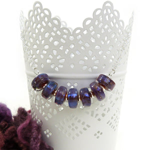 Purple lampwork bead and silver necklace