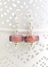 Peachy pink Lampwork glass bead and silver drop earrings