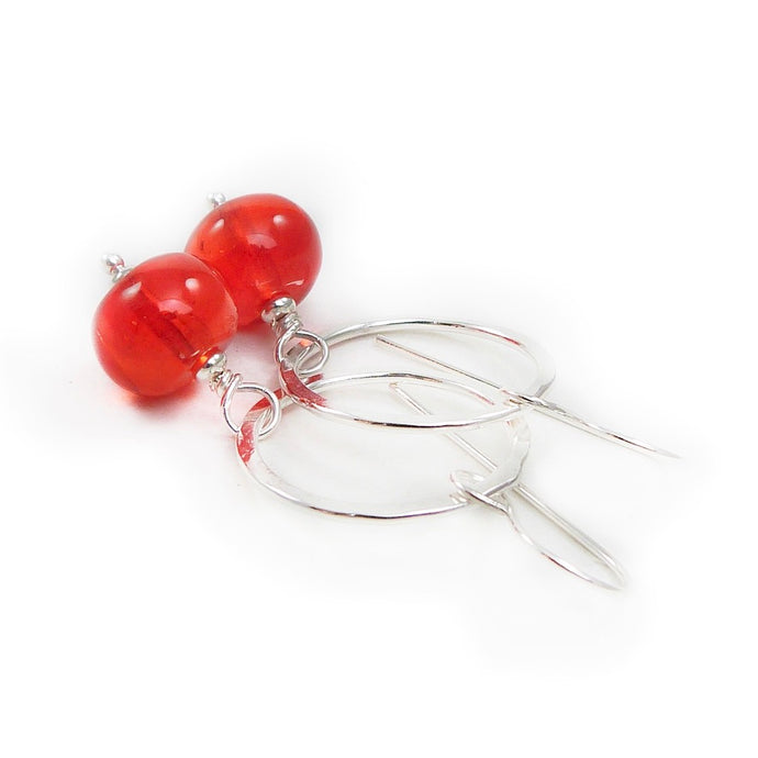 Deep Orange Lampwork Glass and Sterling Silver Drop Earrings (Copy)