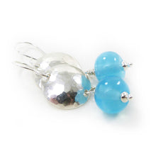 Aqua blue glass bead and silver drop earrings