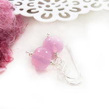 Pink lampwork bead and silver drop earrings 