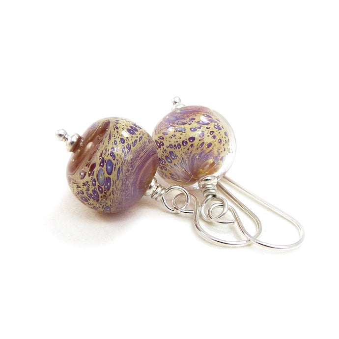 Aurora Webbing Lampwork Beads Glass and Sterling Silver Drop Earrings