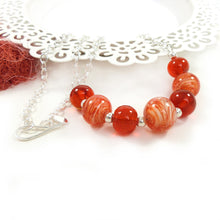 Orange Lampwork glass bead and silver necklace