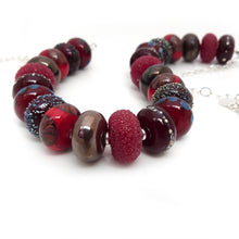 Red Lampwork glass bead and sterling silver handmade necklace