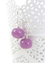 Pink Heather Lampwork Glass Bead and Silver Earrings