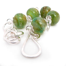Bright Green Lampwork Glass Bead and Silver Chunky Bracelet