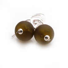 Mojito Olive Green Lampwork and Silver Circle Drop Earrings