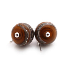 Ochre organic-style Lampwork glass bead drop earrings