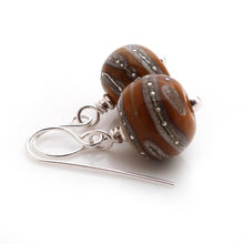 Ochre organic-style Lampwork glass bead drop earrings