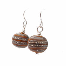 Ochre organic-style Lampwork glass bead drop earrings