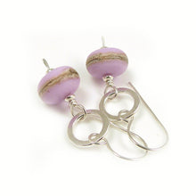 Lilac Lampwork Glass and Silver Dangle Earrings