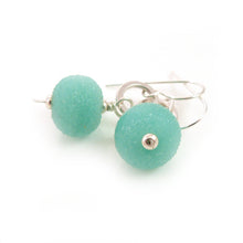 Mint green lampwork glass and sterling silver drop earrings