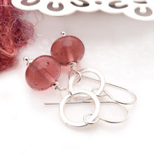 Warm Rose Lampwork Glass and Sterling Silver Drop Earrings