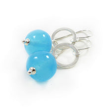 Bright Aqua Lampwork Glass and Sterling Silver Drop Earrings