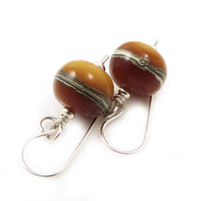 Caramel Lamowork glass bead and silver drop earrings