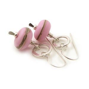 Bubblegum Pink Lampwork Glass Bead and Silver Drop Earrings