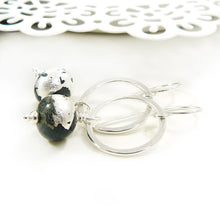 Dark Grey Lampwork Glass and Sterling Silver Drop Earrings