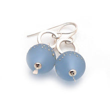 Baby blue lampwork glass bead and sterling silver drop earrings 
