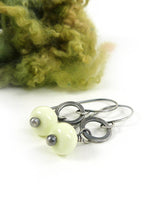 Yellow Lampwork Glass Bead and Sterling Silver Drop Earrings