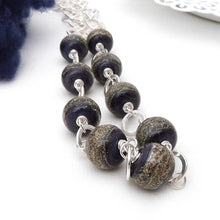 Chunky bead necklace on handmade silver chain