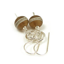 Warm Brown lampwork glass bead and sterling silver drop earrings