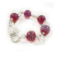 Deep Pink Lampwork Glass Bead and Sterling Silver Bracelet
