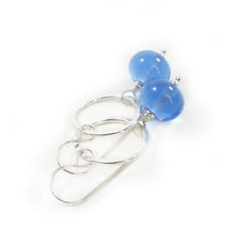 Light Blue Lampwork Glass and Sterling Silver Drop Earrings