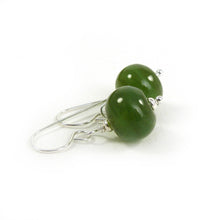 Fern Green Glass Bead and Sterling Silver Drop Earrings