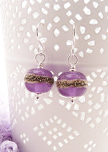 Lavender Purple Glass Bead and Silver drop earrings