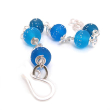 Bright Teal Blue Lampwork Bead and Silver Bracelet