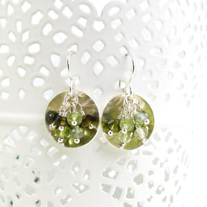 Sage Green gemstone and silver earrings