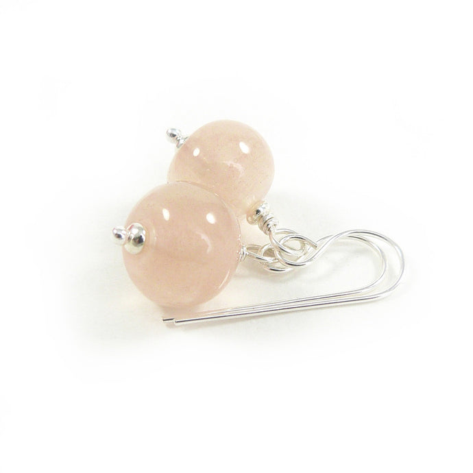 Peachy Pinbk Lampwork Glass Bead and Silver Drop Earrings