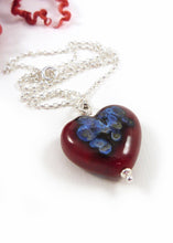 Cherry Red Lampwork Heart Pendant and Silver Chain
