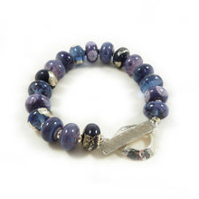 Blue Violet Lampwork Glass Bead and Silver Bracelet ~Twilight~