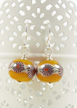 yellow murrini glass bead and silver drop earrings