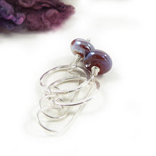 Deep Pink Metallic Lampwork Glass and Sterling Silver Drop Earrings