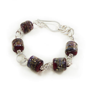 lampwork bead and silver chain bracelet