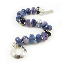 Blue Violet Lampwork Glass Bead and Silver Bracelet ~Twilight~