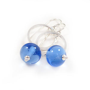 Light Blue Lampwork Glass and Sterling Silver Drop Earrings
